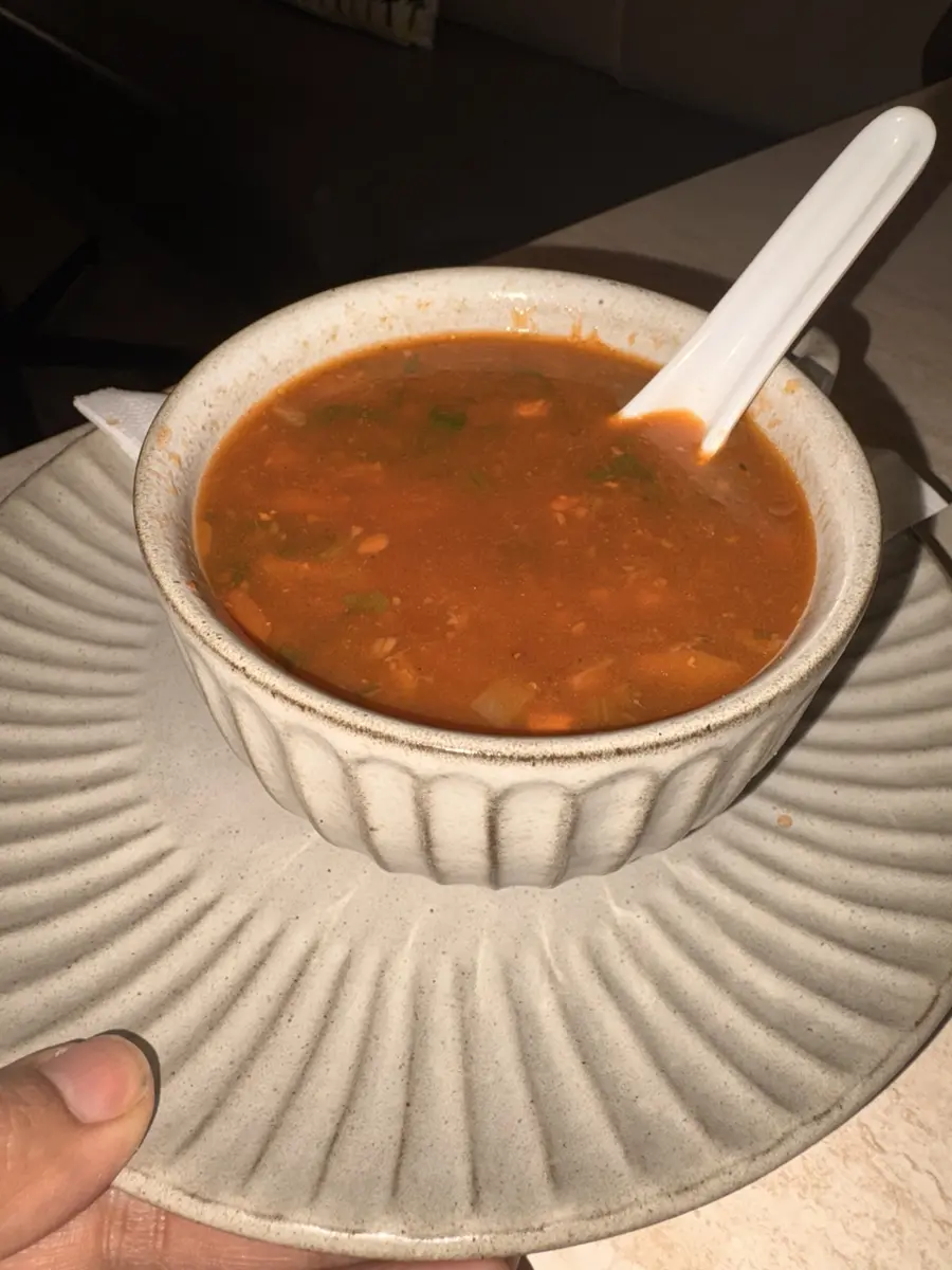 Warming Indo-Chinese soup served at Aura Indian Cuisine